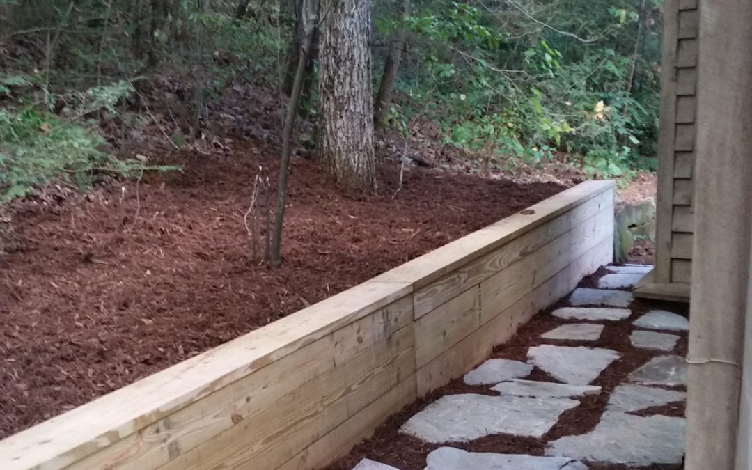 Wood Beam Retaining Wall